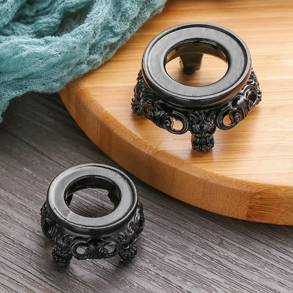 Adorno de escritorio negro, asiento fijo, decoración hueca para el hogar, Base de bola de cristal, soporte de exhibición de Pedestal esférico, soporte de globo