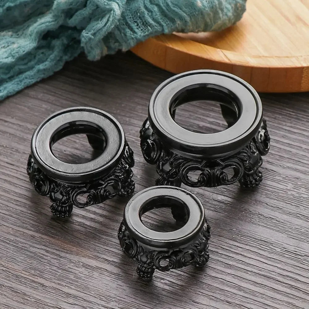 Adorno de escritorio negro, asiento fijo, decoración hueca para el hogar, Base de bola de cristal, soporte de exhibición de Pedestal esférico, soporte de globo