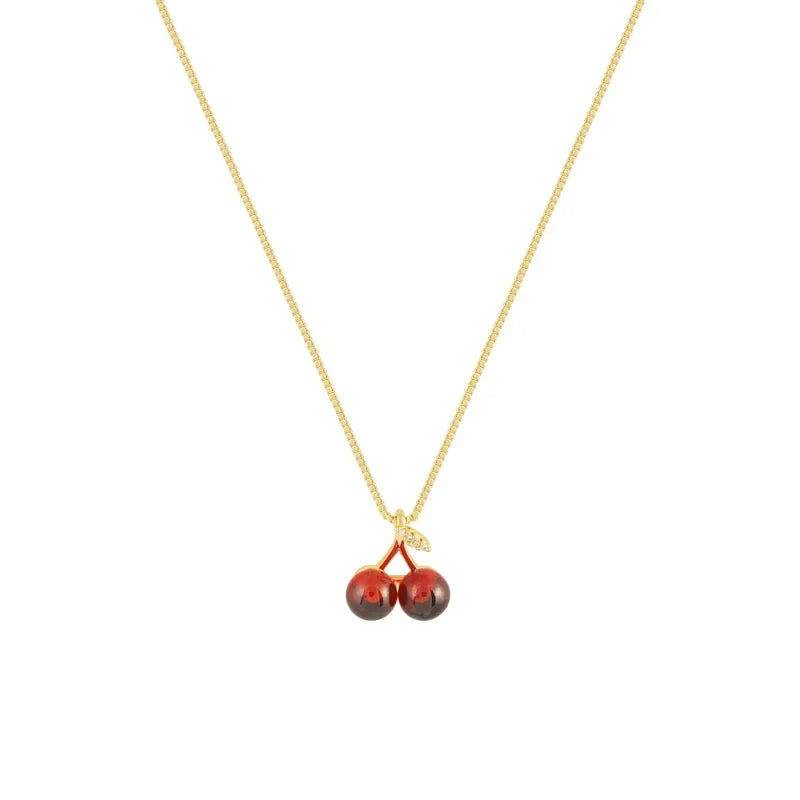 Collares con colgante de cereza roja